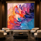 RAINBOW WAVES: Colorful Impasto Wave Canvas