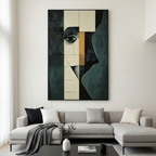 REFLECTION: Fragmented Abstract Face Contrast Blocks Oil Painting