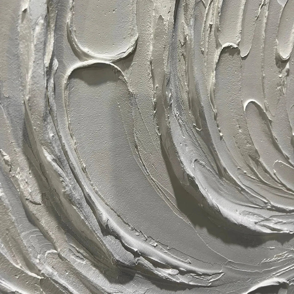 WHISPERS OF THE WIND: Beige Grey Textured Swirls Panoramic Canvas