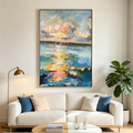 SAILBOATS AT SUNSET: Vertical Coastal Sunset Wall Art