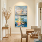 SAILBOATS AT SUNSET: Vertical Coastal Sunset Wall Art