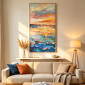 SAILING AT SUNSET: Textured Sailboats Gliding Tranquil Sea Vibrant Canvas