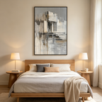 SANCTUARY: Grey White Beige Architectural Abstract Paint Drips Canvas