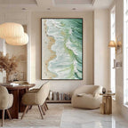 SEASHORE SERENADE: Impasto Swirling Waves Beach Figures Canvas