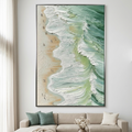 SEASHORE SERENADE: Impasto Swirling Waves Beach Figures Canvas