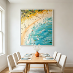 SEASIDE REVERIE: Impasto Colorful Figures Beach Summer Waves Canvas