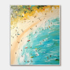 Impasto Beach Scene Oil Painting with Figures