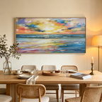 SEASIDE SUNSET SERENADE: Textured Coastal Sunset Wall Art