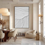 SERENE RIFT: Large Textured White Minimalist Abstract Painting