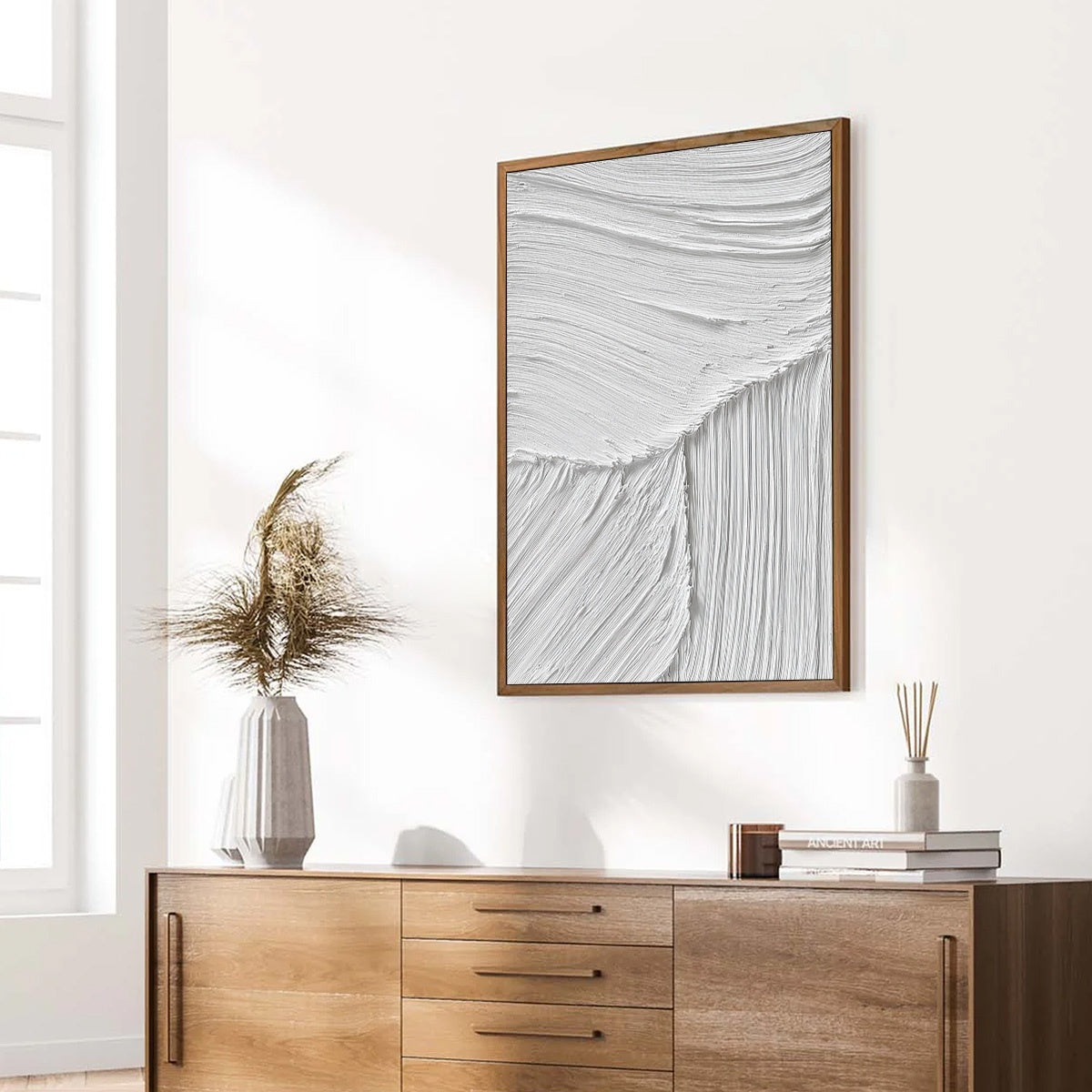 SERENE RIFT: Large Textured White Minimalist Abstract Painting