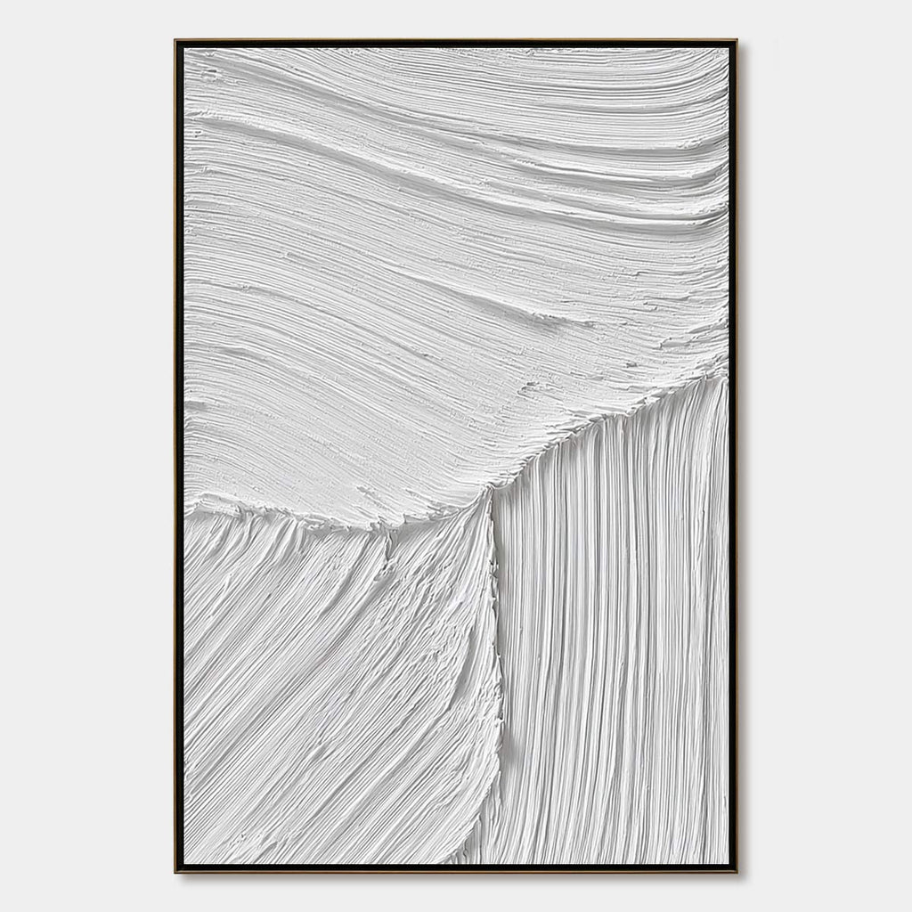 SERENE RIFT: Large Textured White Minimalist Abstract Painting
