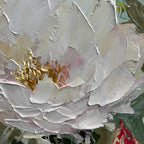 SERENE BLOSSOMS: Blush White Peony Oil Painting