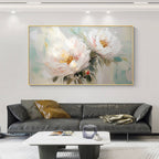 SERENE BLOSSOMS: Blush White Peony Oil Painting