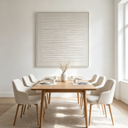 SERENE LINES: Textured White Raised Lines Minimalist Oil Painting
