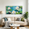 SERENE LOTUS POND: Textured Impasto Water Lilies Canvas