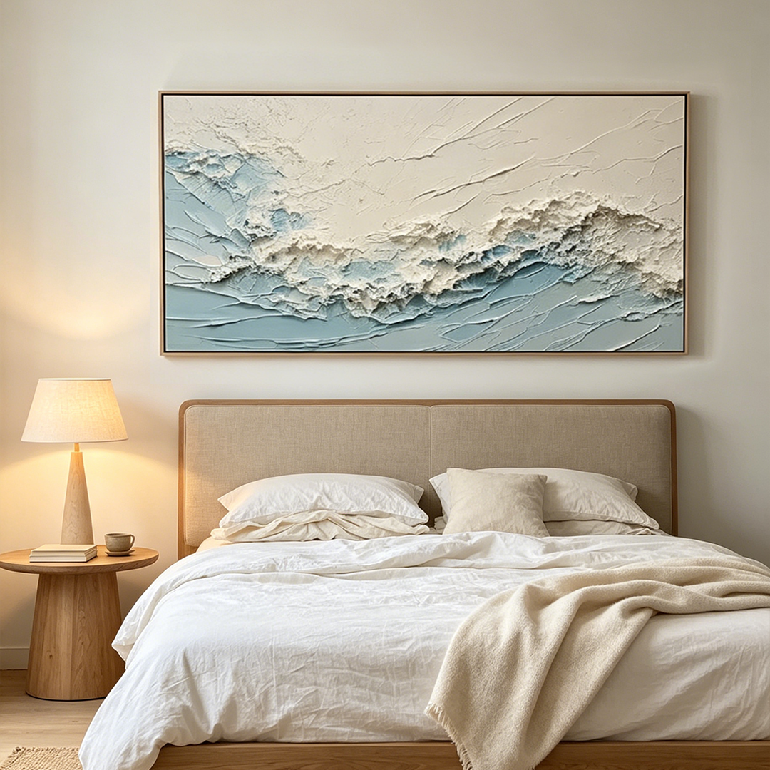 SERENE SEASCAPE: Textured Impasto Abstract Ocean Canvas