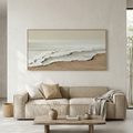 SERENE SHORE: Textured Beige Coastal Landscape Minimalist Canvas