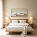 SERENE SHORE: Textured Beige Coastal Landscape Minimalist Canvas