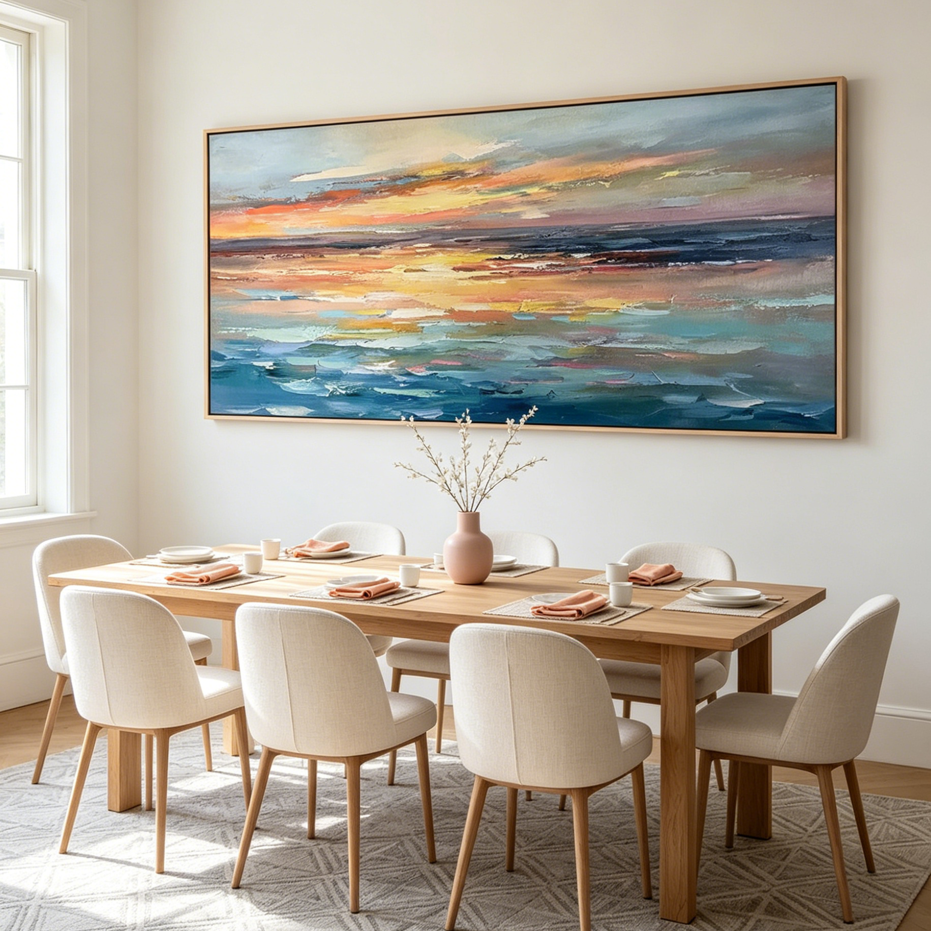 SERENE SUNSET: Textured Warm Hues Sea Calm Evening Canvas