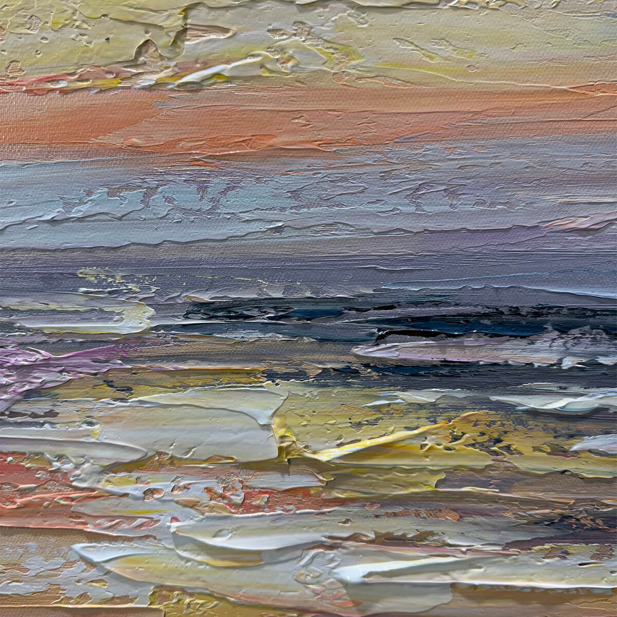 SERENE SUNSET: Textured Warm Hues Sea Calm Evening Canvas