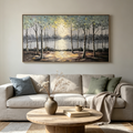 SERENE WATERS: Textured Trees Reflected In Still  Lake Canvas