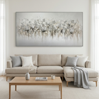SILVER MIST: Minimalist Floral Silver Grey White Canvas