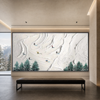 SNOWY PEAKS: White Snow Skiers Minimalist Textured Canvas