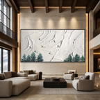 SNOWY PEAKS: White Snow Skiers Minimalist Textured Canvas
