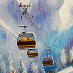 SNOWY SLOPES- Panoramic Ski Resort Landscape Painting