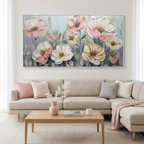 SOFT BLOSSOMS: Pink White Impasto Floral Painting French Romantic Canvas