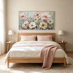 SOFT BLOSSOMS: Pink White Impasto Floral Painting French Romantic Canvas
