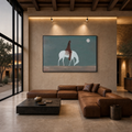SOLITARY RIDER: Lone Horseback Figure Vast Landscape Muted Minimalist Canvas