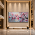 SPRINGTIME SERENADE: Soft Pink Cherry Blossoms Textured Canvas