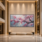 SPRINGTIME SERENADE: Soft Pink Cherry Blossoms Textured Canvas