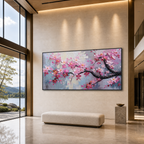 SPRINGTIME SERENADE: Soft Pink Cherry Blossoms Textured Canvas