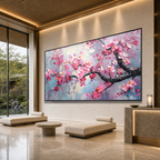 SPRINGTIME SERENADE: Soft Pink Cherry Blossoms Textured Canvas