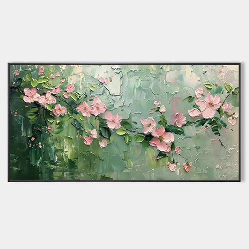 Original handmade textured floral wall art, Spring Blossom by Elodie Dubois.