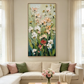 SPRING'S EMBRACE: 3D Impasto Wildflower Meadow Canvas