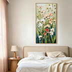 SPRING'S EMBRACE: 3D Impasto Wildflower Meadow Canvas