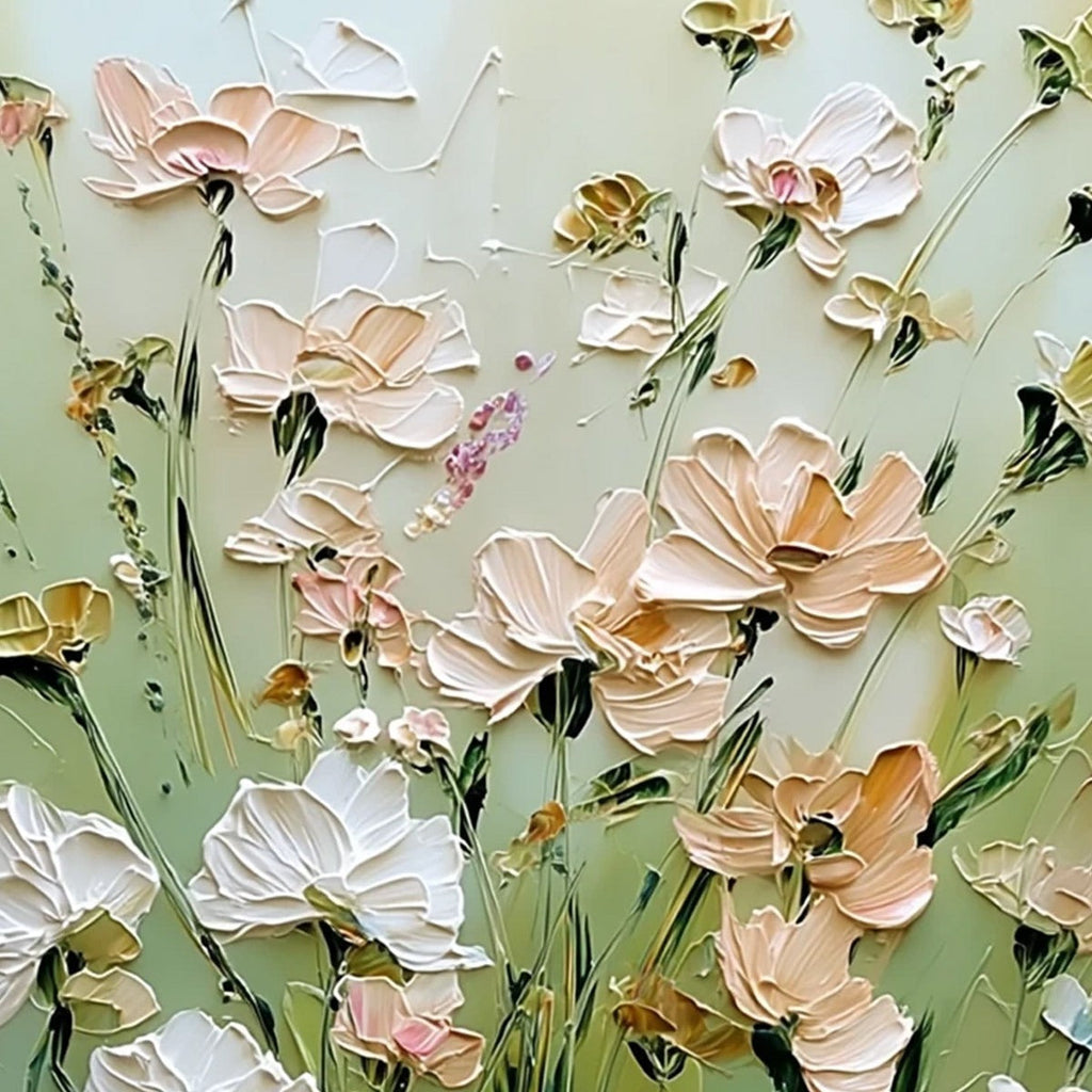 SPRING'S EMBRACE: Vertical Impasto Wildflower Meadow Painting