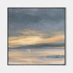Stormy Seascape painting by Liam O'Connell. Square wall art featuring a stormy ocean with gray, yellow, and blue.