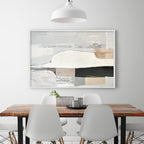 STRUCTURED CALM: Grey White Beige Abstract Forms Bold Black Element Canvas