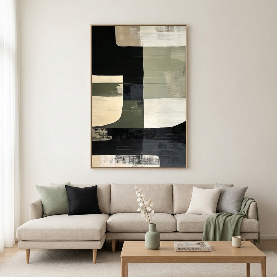 STRUCTURED FORMS: Minimalist Interlocking Blocks Canvas