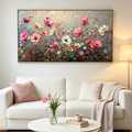 SUMMER BLOOM: Textured Pink White Floral Canvas