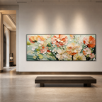 SUNKISSED GARDEN: Warm Orange Pink White Impasto Canvas