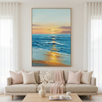 SUNKISSED SHORES: Pink Orange Gold Warm Sunset Ocean Canvas