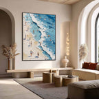 SUNLIT TIDELINE: Textured Palette Knife Beach Scene Painting