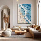 SUNLIT TIDELINE: Textured Palette Knife Beach Scene Painting
