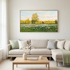 SUNLIT MEADOW: Sunlit Pastoral Peaceful Grassland Canvas