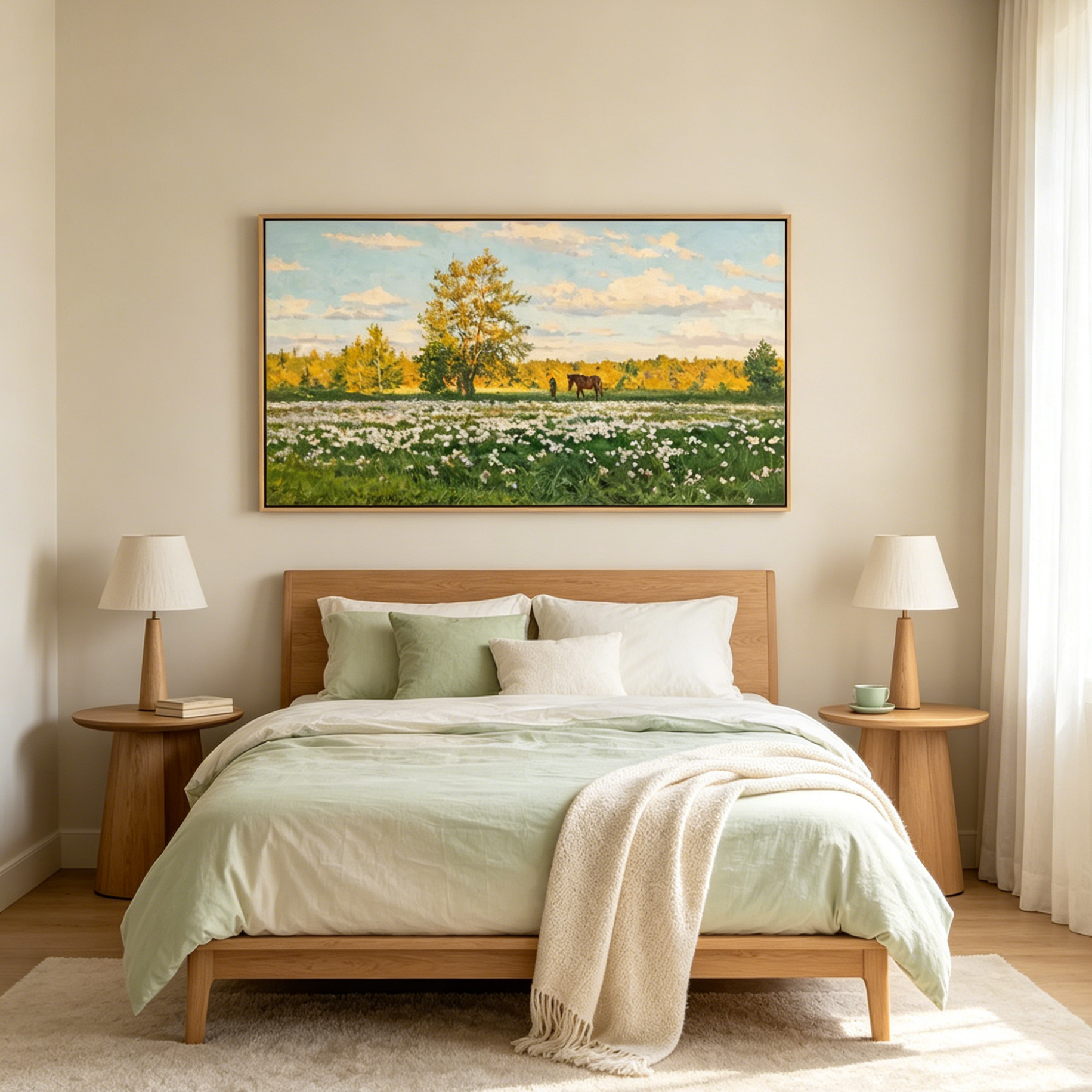 SUNLIT MEADOW: Sunlit Pastoral Peaceful Grassland Canvas